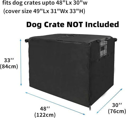 Dog Crate Cover 48 inch XL Dog Kennel Outside Cover, Big Dog Cage for Large Dogs Wire with1 2 3 Doors, Waterproof 600D Oxford Fabric Indoor/Outdoor Black(Dog Crate NOT Included)