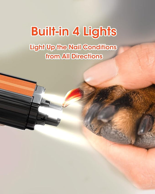 Super Powerful Dog Nail Trimmers, Dog Nail Clipper and Dog Nail Grinder Combo, Ultra Quiet, 3 Speeds, 4 Bright Lights, with Travel Lock, for Small, Meddium and Large Dogs, Cats, Small Animals