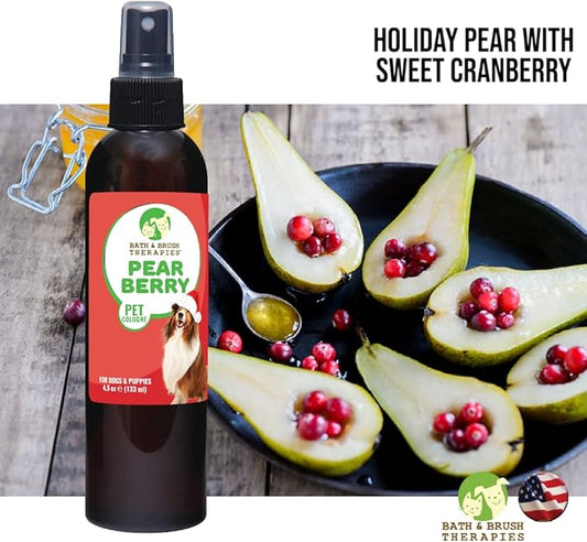 Bath & Brush Therapies® Pear Berry Pet Cologne 4.5 oz. For Dogs | Long-Lasting Odor Eliminator | Cruelty-Free | Paraben-Free | Biodegradable | Made in The USA