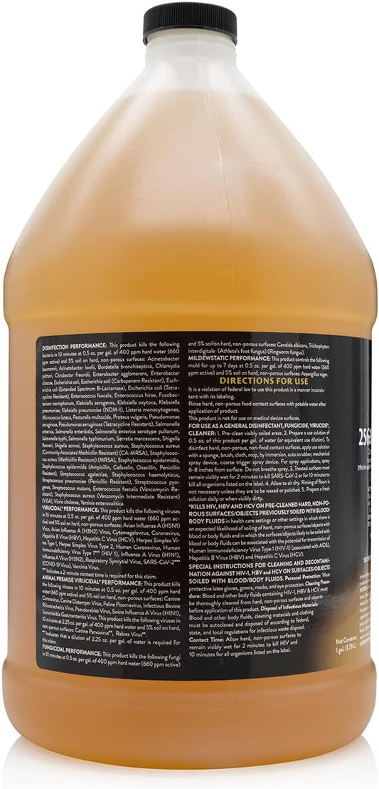 256:1 Disinfectant, 1 Gallon - Liquid Concentrate Disinfectant and Deodorizer, Sanitizer for Veterinary Clinics and Kennels, Effective Against Viruses and Bacteria (Lemon)