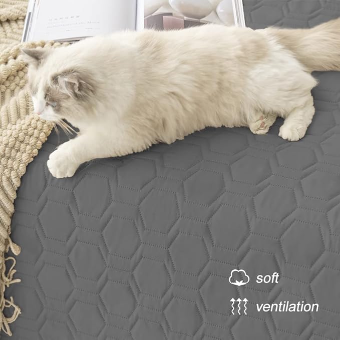 Waterproof and Anti-Slip Dog Bed Cover and Pet Blanket Sofa Pet Bed Mat ,car Incontinence Mattress Protectors Furniture Couch Cover for Most Cats Dogs, Pets(82x82- Dark Grey)