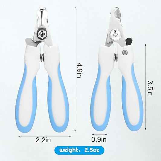Pet Nail Clippers, Suitable for Both Cats and Dogs, A Half Moon Shaped Alloy Blade and A Rubber Material Handle with A File. Automatic Rebound Handle.Cat and Dog Universal(Blue)
