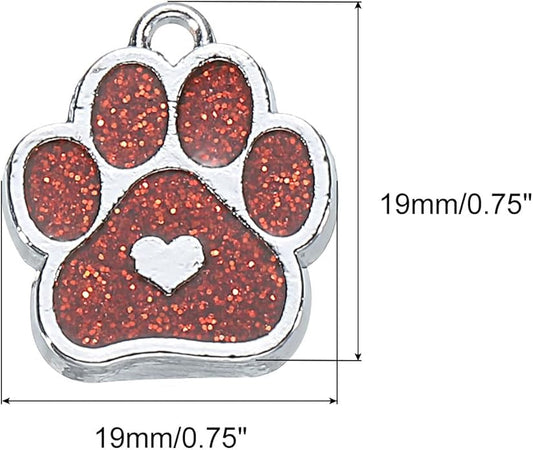 MECCANIXITY Cat Dog Paw Charm Footprint Paw Print Charm Alloy Enamel Pendants for DIY Jewelry Making, Earrings Necklaces Bracelets, Crafts