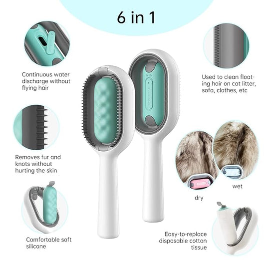 Cat Brush with Water Tank Pet Hair Removal Comb Slicker Brushes for Dogs Cats Grooming Tool Removes Loose Undercoat Mats Tangled Hair Brush for Pet Massage (LongHaired Blue)