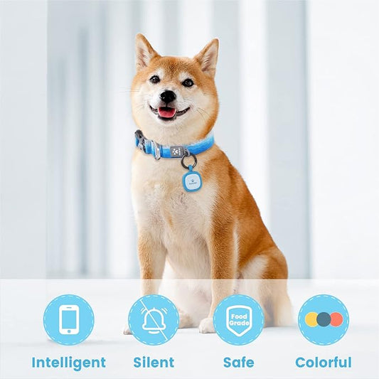 Pawaii QR Code Pet ID Tag, Silent Silicone Dog ID Tag, Modifiable Pet Online Profile, Free Online Pet Page Emergency Contact, Scan QR Receive Instant Pet Location Alert Email, 1Pack (Sky Blue)