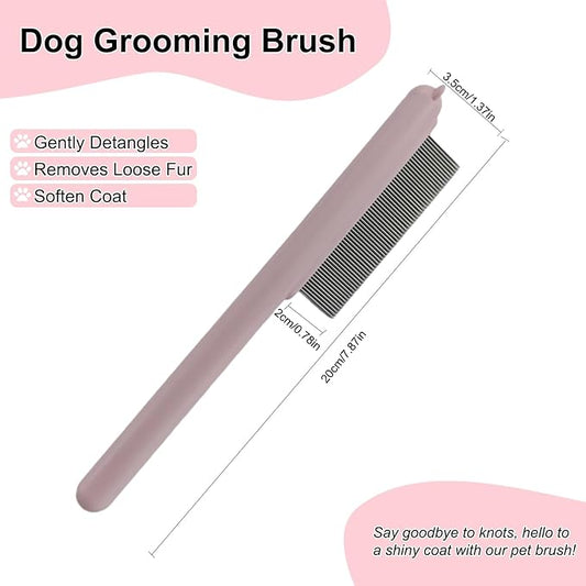 Cute Plastic Dog Comb with Stainless Steel Bristles and Furry Ears Design - Pet Grooming Tool for Removing Dirt and Tangles (Pink)