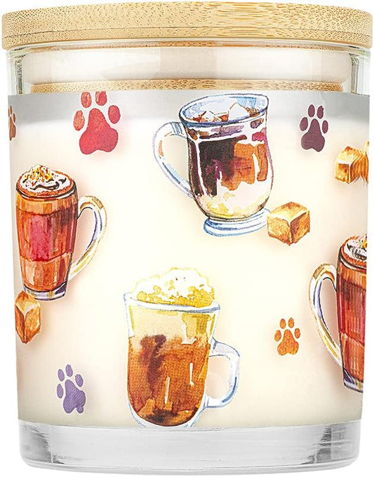 One Fur All Pet House Candle Plant-Based/Soy Candle - Clean Burning Scented Candles, Long Lasting Pet Odor Candle for Home - Caramel Latte