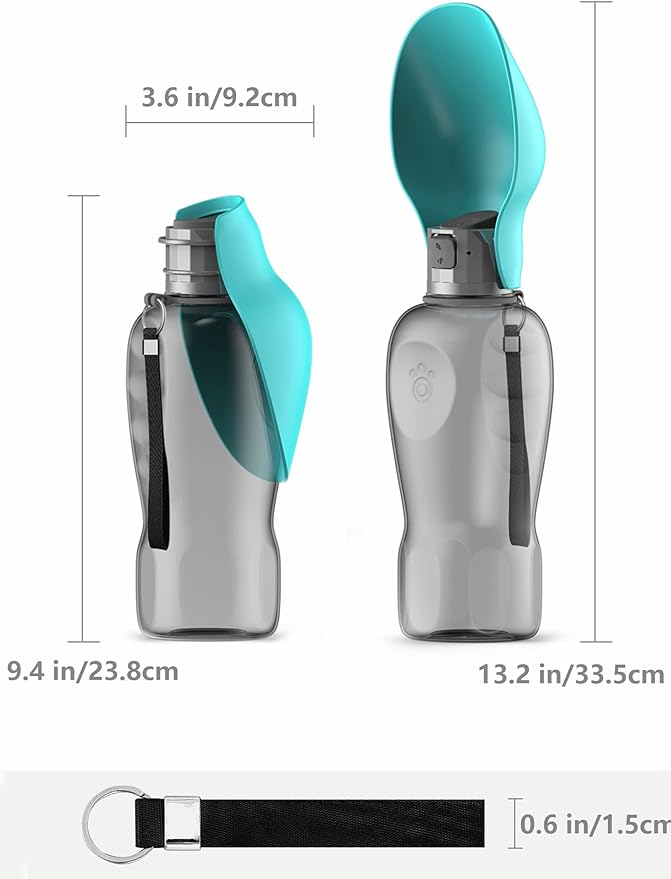 Kalimdor Dog Water Bottle, Leak Proof Portable Puppy Water Dispenser with Drinking Feeder for Pets Outdoor Walking, Hiking, Travel, Food Grade Plastic (27oz Pink)