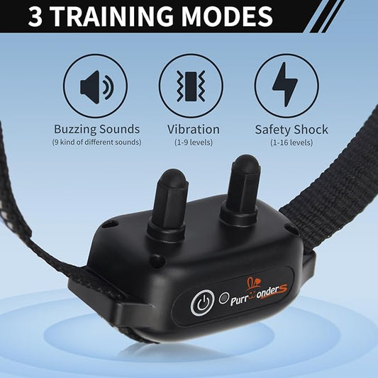 Dog Shock Collar with Remote Control, Bark Collar for Large Medium Small Breed 15-100 Lbs Waterproof, Beep Vibrate Shock Electric Dog Training Collar with Remote, Dog Barking E Collar