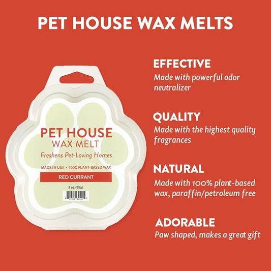 One Fur All Pet House Wax Melts - Red Currant Pack of 2 - Pet Odor Eliminating Wax Melts - Long-Lasting Scented Wax Melts - Pet-Friendly Wax Melts - Natural Wax Melts
