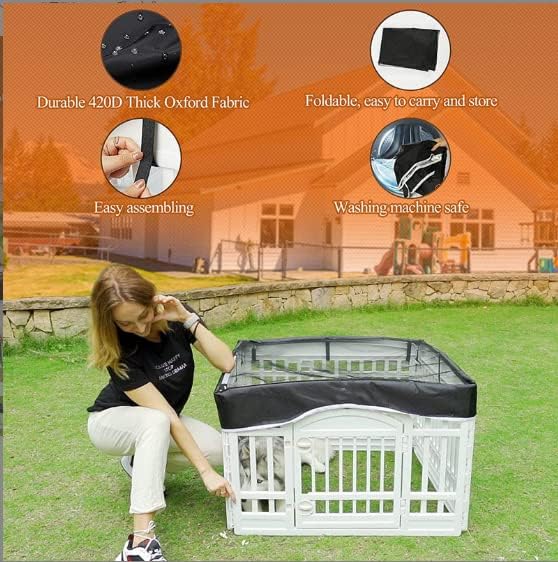 Dog Playpen Pet Playpen Mesh Fabric Top Cover- Sun Protection,Pet Cover for Dog Playpen for Indoor/Outdoor Use, 36" *36”