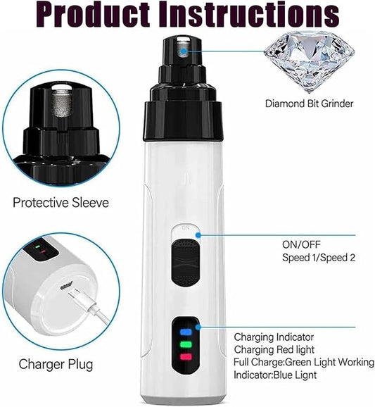 Silent Groom Pro Nail Grinder, Silent Groom Pro Pet Nail Clipper, Dog Nail Grinder, Safe Effective Portable Pet Nail Trimmer for Home Use