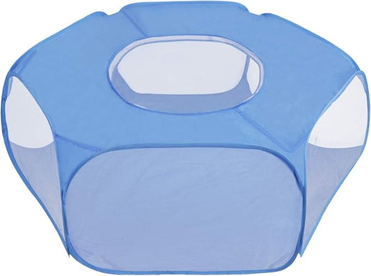 Portable Pet Tent Small Animal Pet Playpen Breathable Transparent Pet Tent with Zipper Top Cover Indoor Outdoor Foldable Cage Exercise Yard Fence for Kitten Puppy Guinea Pig Small Dogs Cats