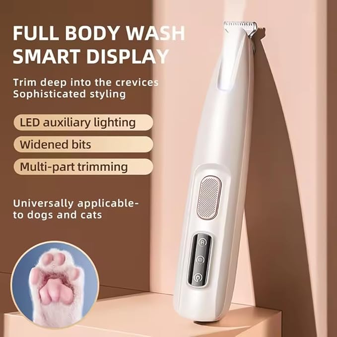 Dog Paw Trimmer with LED Light, 2025 Upgrade Petior Pet Paw Trimmer for Dogs, Pet Hair Clippers for Grooming Kit, LED Display, 35dB Safety Low Noise Pets Trimmers for Paws Eyes Ears Face Rump (1Set)