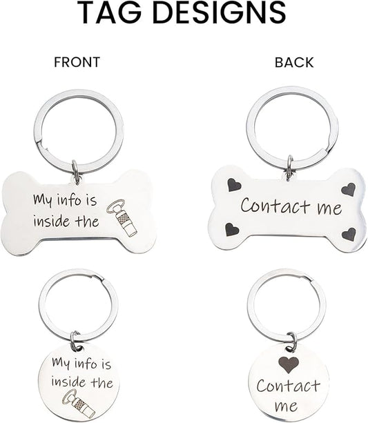 Anti-Lost Pet ID Tag, Easy Update Pet Tag, Pet Gifts,Stylish Dog and Cat ID Tags,Gifts for Dogs and cat Lovers, Address Tube- Quick and Secure Pet Information Management