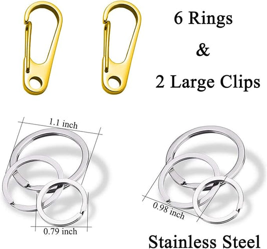 IVIA Dog Tag Clips / 2 Pack/Multiple Size 304 Stainless Steel Quick Clip with Rings/Easy Change Dog Cat ID Tag Holder for Small pet Collars and Harnesses.(2 Large Gold)