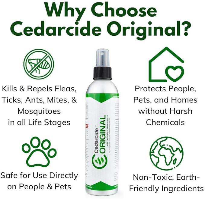 Cedarcide Original Bug Spray | Repel & Kill Fleas, Ticks, Mosquitoes, Mites, Ants & Chiggers | for use on People, Pets & Home | Natural Cedar Oil | Large Size Kit