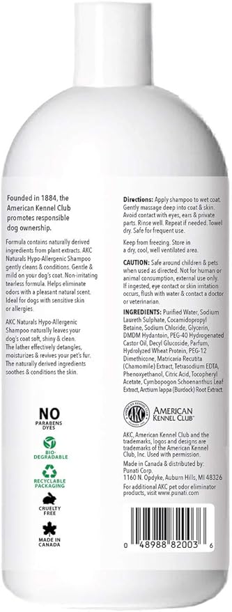 Naturals Dog Shampoo - Hypo-Allergenic, Mild and Non-Irritating on Dog Coats - Ideal for Sensitive Skin or Allergies - Clean & Pure Scent - 16 Ounce