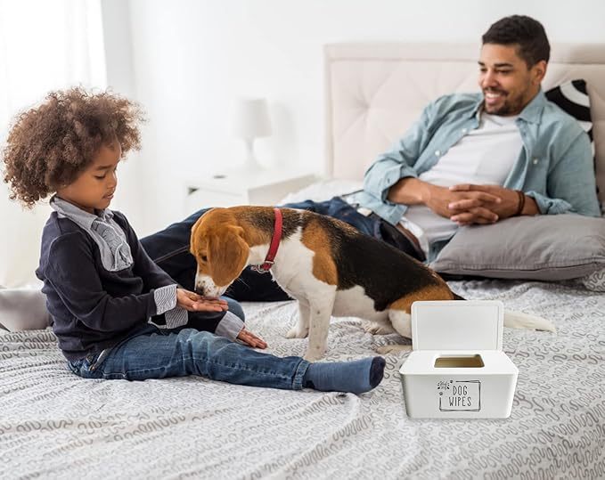 Moorfowl Woof Woof Dog Wipes Dispenser,Upgarde Size(8.2L x 4.9W x 3.9H inches),Grooming Butt Wipes Container Holder for Dog Paw