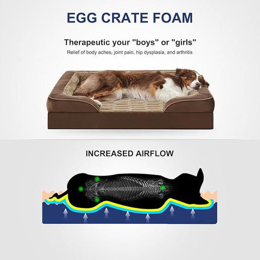 FURTIME Orthopedic Dog Beds for Small Dogs - Waterproof Small Dog Bed, Ultra Comfy Supportive Foam Pet Couch with Removable Washable Cover, Egg Foam Dog & Cat Beds with Nonskid Bottom