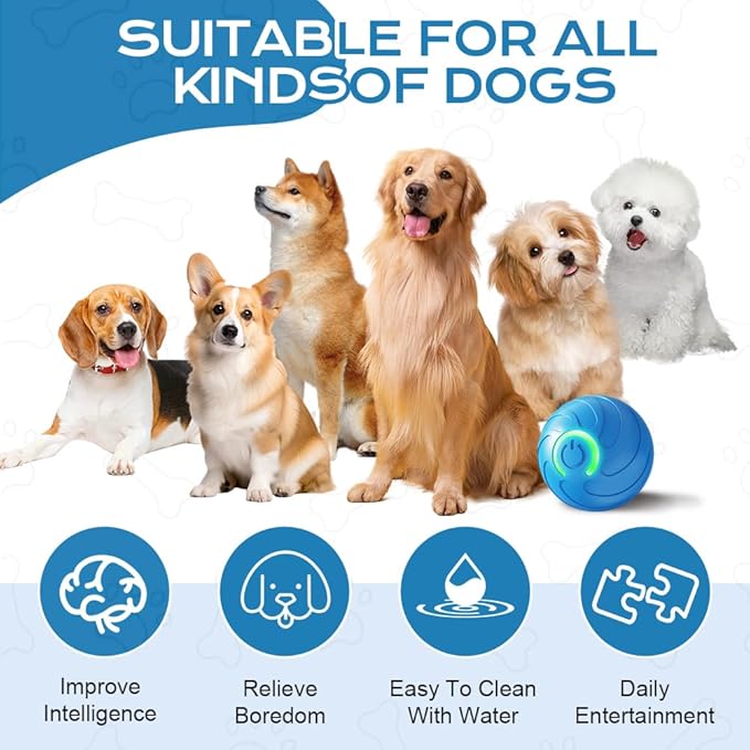 Interactive Dog Ball, 2026 Upgraded Activated Automatic Rolling Balls for Dogs, Self Moving Vibrating Smart Jumping Bouncing and Rotating Pets Toy to Keep Them Busy (New-2PC)
