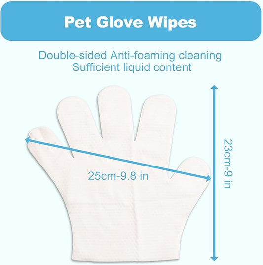 Pet Cleaning Glove Wipes for Dogs & Cats, Cleaning and Deodorizing Disposable Bathing Wipes for Fur, Paws and Butt, Hypoallergenic Unscented, 6 PCS