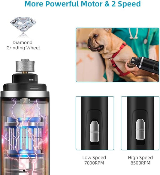 ENJOY PET Dog Nail Grinder, Dog Nail Trimmers, Cat Nail Grinder with Professional 2-Speed 3 Grooming Options for Small Medium Large Dog Cat