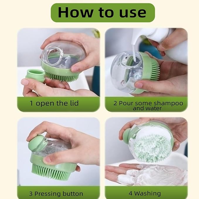 Dog Bath Brush,Dog Shampoo Brush,Cat Bath Brush,Cat Shampoo Brush,Cat Shampoo Brush,Dog/Pet Grooming/Scrubber,with Shampoo Dispenser,Suitable for dog and cat showers