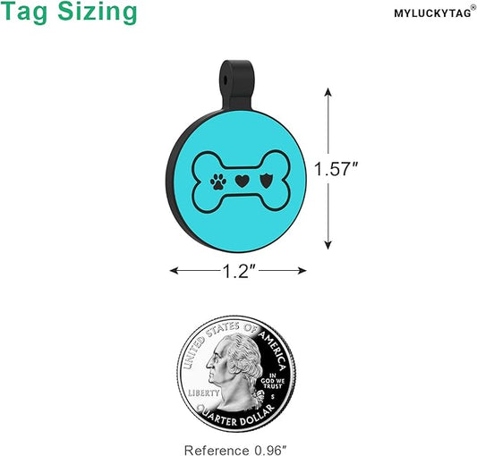 MYLUCKYTAG Silent Silicone QR Code Pet ID Tags Dog Tags - Pet Online Profile - Scan QR Receive Instant Pet Location Alert Email