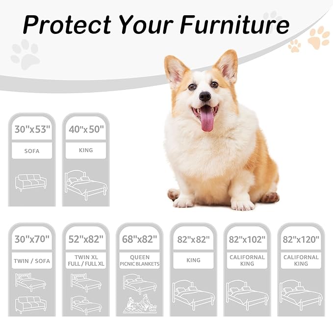 hyha Waterproof Dog Bed Blanket, Soft Dog Bed Cover Pet Blankets, Washable Couch Sofa Cover for Dogs, Reversible Pet Sofa Covers for Furniture (52x82 Inch, Chocolate/Brown)