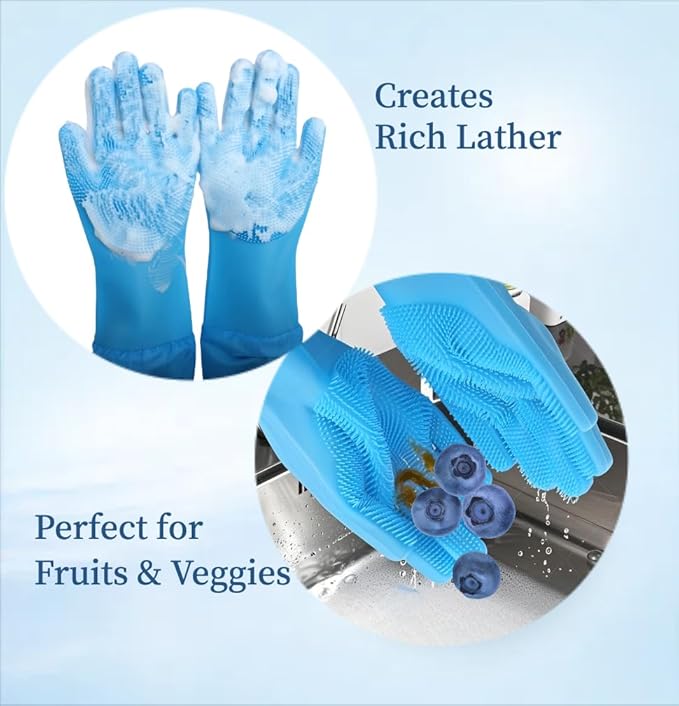 Pet Grooming Gloves - Lengthened Silicone Gloves, High-Density Massage Column Design, Suitable for Bathing and Massaging Cats and Dogs at Home or in Pet Stores