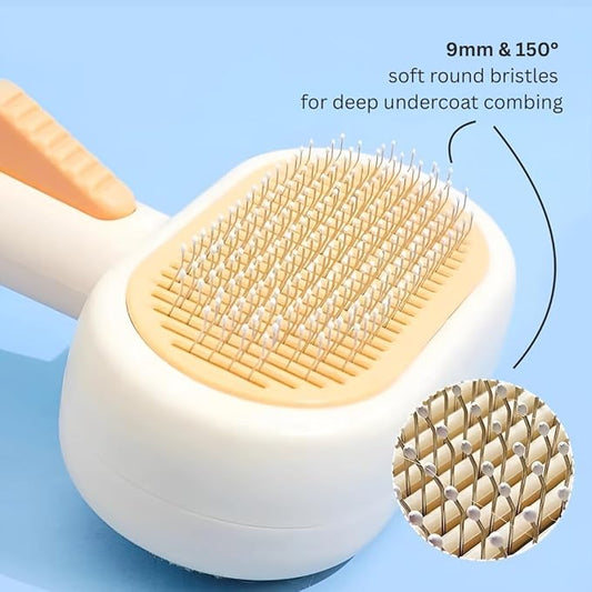 Self-Cleaning Pet Brush for Dogs & Cats – Double-Sided Deshedding Comb & Fur Remover Tool, Gentle Grooming for Long & Short Haired Pets, Effectively Removes Loose Fur (Green)