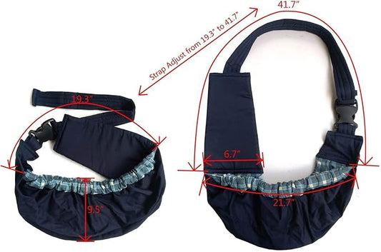 Pet Sling Carrier, OrgMemory Adjustable Bag, Small Dog Cat Outdoor Shoulder Carrier Most Suitable: 3-8 lbs (Blue Plaid)