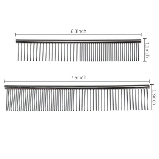 Patty Both 2 Pack Dog and Cat Brush,Stainless Steel Dog Grooming matting Comb Kit for Removing Tangles and Knots,Professional Grooming Tool for Long and Short Haired Dog 6.3" 7.5"