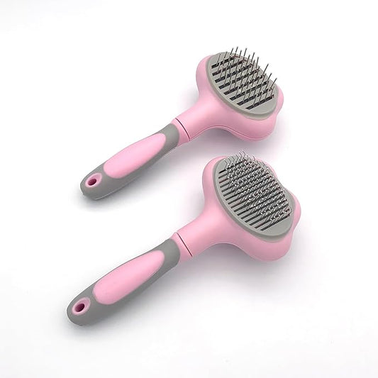 Hair Remover Self Cleaning Dog Brush for Shedding, Deshedding, Grooming, Deshedder Slicker Brushes for Short Hair Dogs and Cats (Pink)