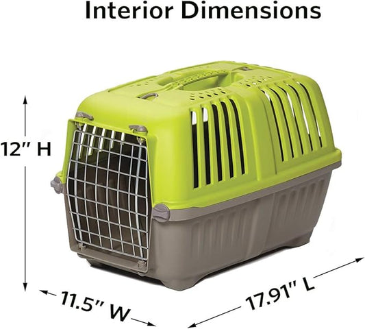 MidWest Homes for Pets Pet Carrier: Hard-Sided Dog Carrier, Cat Carrier, Small Animal Carrier in Green | Inside Dims 17.91L x 11.5W x 12H & Suitable for Tiny Dog Breeds