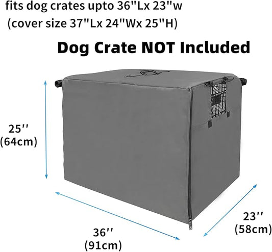 36 Inch Dog Crate Cover,Pet Kennel Cover for Wire Large Dog Cage with1 2 3 Doors. Durable Waterproof 600D Oxford Fabric Indoor/Outdoor Gray