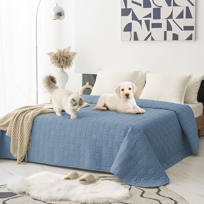 Waterproof and Anti-Slip Dog Bed Cover and Pet Blanket Sofa Pet Bed Mat ,car Incontinence Mattress Protectors Furniture Couch Cover for Most Cats Dogs, Pets(82x102-Stoneblue)