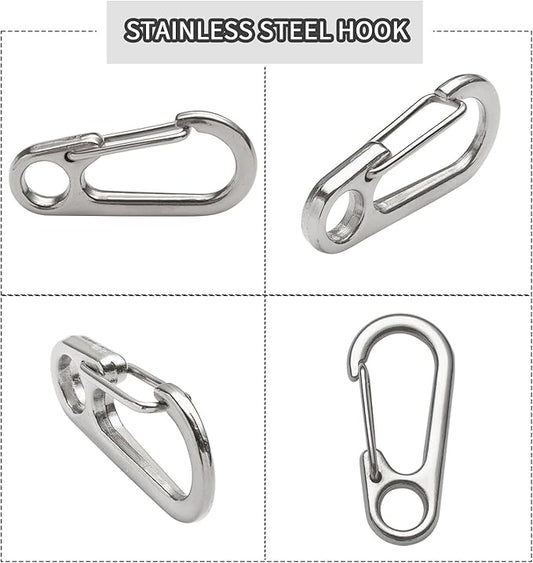 Dog Tag Clip for Collar 2 Pcs,Dog Tag Holder for Pet Collar, Secure Dog Tag Ring, Micro Carabiner, Pet Tag Clip - Stainless Steel, Dog Tag Holder Silvery