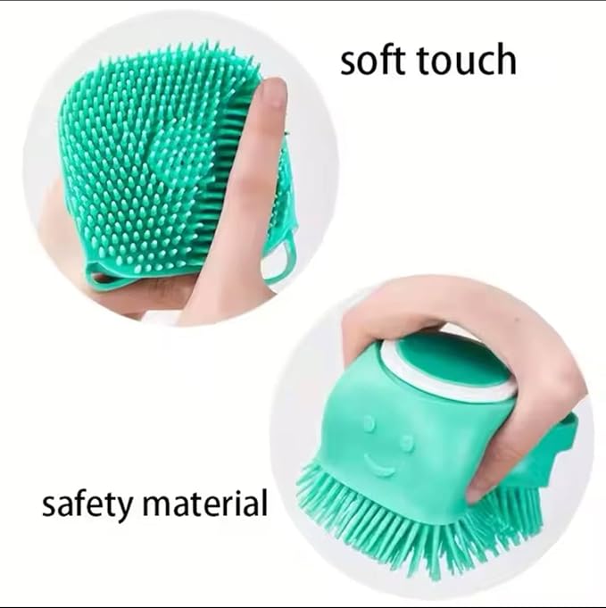 Pet Grooming Bath Brush with Shampoo Dispenser โ Soft Silicone Scrubber for Dogs & Cats โ Gentle Cleaning, Shedding, and Bathing Tool for Pets