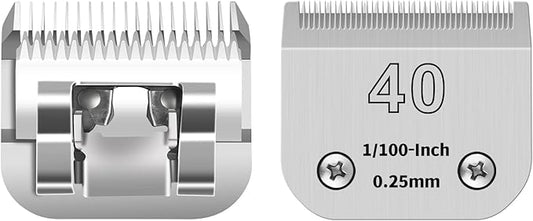 40# Detachable Pet Clipper Replacement Blades Compatible with Andis/Oster A5/Wahl KM10 Series Dog Clipper,Made of Ceramic Blade & Stainless Steel Blade,Size 40# Cut Length 1/100-Inch(2 Pack)