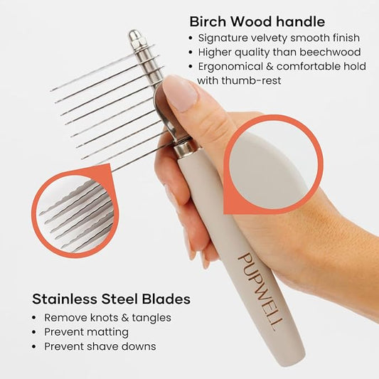 Dematting Fur Steel Rake and Detangling Comb Tool for Dematting and Untangling Matted or Knotted Hair