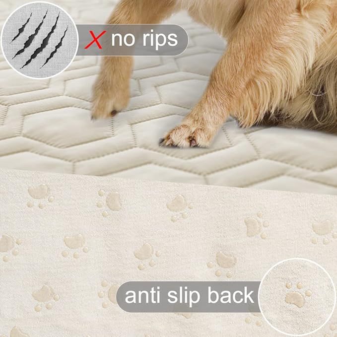 Waterproof and Anti-Slip Dog Bed Cover and Pet Blanket Sofa Pet Bed Mat ,car Incontinence Mattress Protectors Furniture Couch Cover for Most Cats Dogs, Pets(40x50-Ivory)