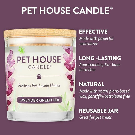 One Fur All Value Pack, Pet Friendly Candles, Room Spray and Car Air Freshener, Long Lasting Plant-Based Pet Odor Candles for Home - Lavender Green Tea