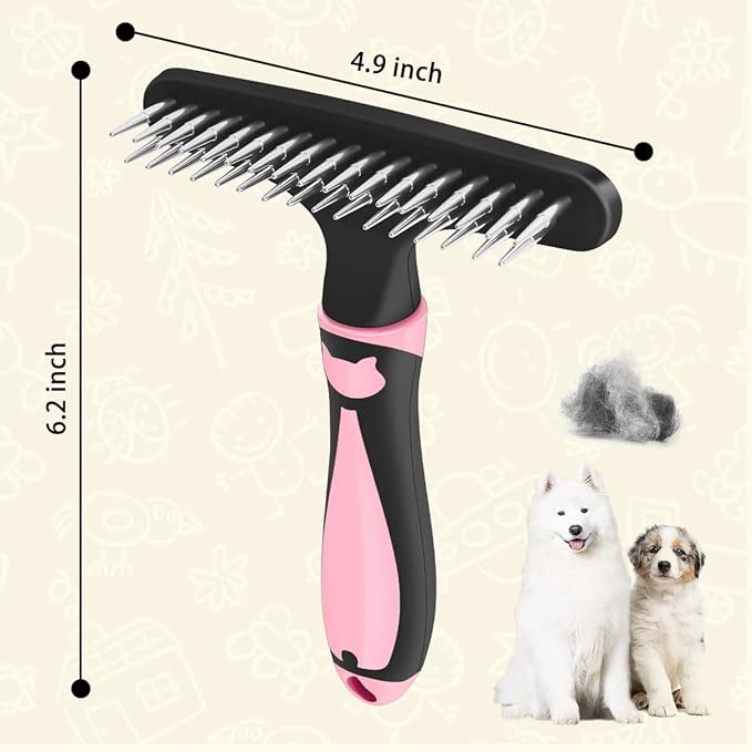 Pet Hair Remover, Dog Cat Hair Remover, Multipurpose - Fuzz & Hairball Reducer, Carpet Groomer, Suitable for Rugs & Carpets (Pink)
