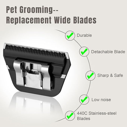 5FW Wide Blades for Dog Grooming,Compatible with Andis,Oster A5,Wahl km10 Clippers,Cutting Length 1/4",2 Pack (Black)