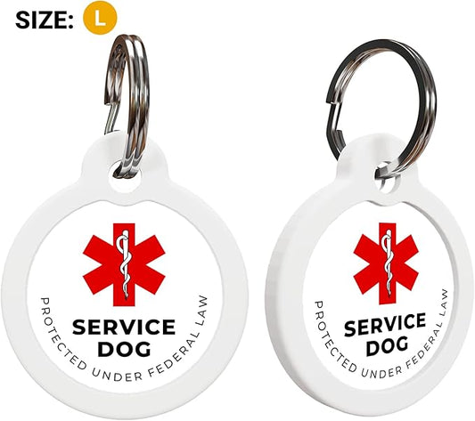 QR Code Pet Tag Service Dog ID - ESA - Emotional Support Service Dog Name Tags (Service Dog, L)