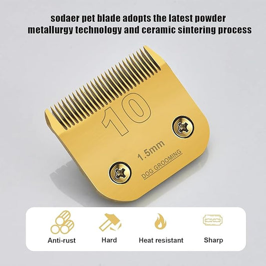 10/15/30/40Blade Dog Grooming Detachable Ceramic Blade Compatible with Andis Hair ClippersCut Length 1/16" 1.5mm, 3/64" 1.2mm,1/50" 0.5mm,1/100" 0.25mm(Gold)