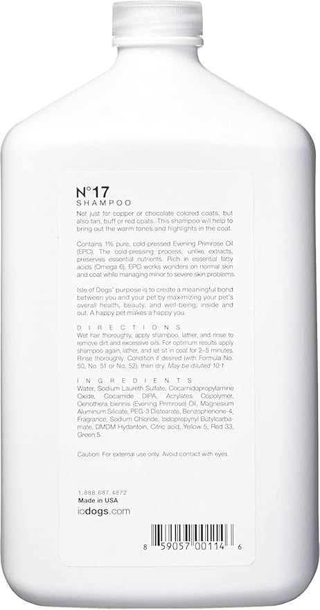 Isle of Dogs Coature No. 17 Copper Coat Evening Primrose Oil Dog Shampoo for Brown Dogs, 1 Liter