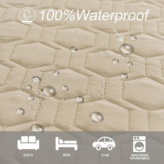 Waterproof and Non-Slip Dog Bed Cover and Pet Blanket Sofa Pet Bed Mat ,car Incontinence Mattress Protectors Furniture Couch Cover for Most Cats Dogs,Pets(82x102-Beige)